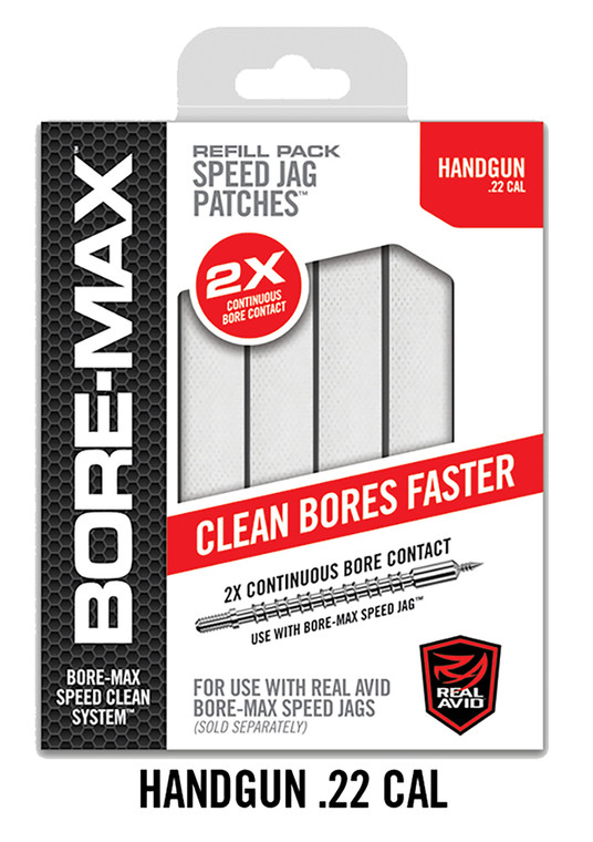Real Avid AVBMPATCH4S BoreMax Speed Jag Patches Refill 22 Cal Handgun 4S Synthetic 250 Per Box - AVBMPATCH4S