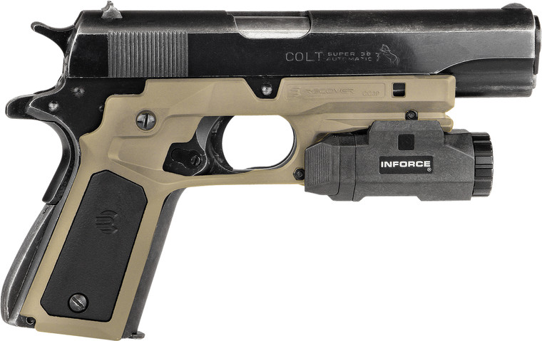 Recover Tactical CC3P0201 Frame Grip  Tan Polymer Frame with Interchangeable Black  Tan Panels for Standard Frame 1911 - CC3P0201