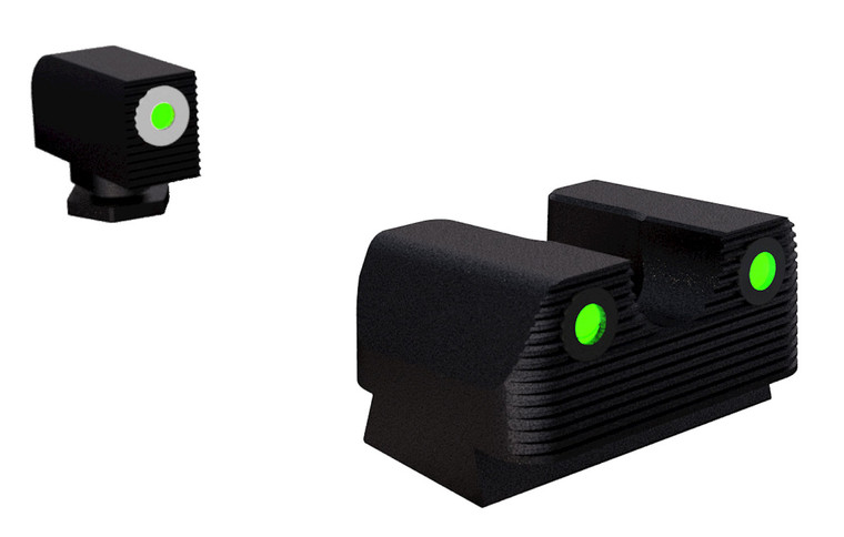 Rival Arms RA2B231G Night Sights for G42G43G48  Green Tritium White Outline Front SightGreen Tritium Black Outline Rear Sight - RA2B231G