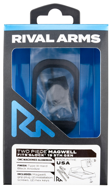 Rival Arms RARA70G221A Two Piece Magwell  Compatible wGlock 19 Gen5 Black Anodized Aluminum - RARA70G221A
