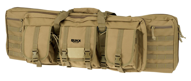 Rukx Gear ATICT36DGT Tactical Double Gun 36 Water Resistant Tan 600D Polyester w NonRust Zippers Holds up to 2 Rifles - ATICT36DGT
