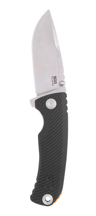 S.O.G SOG11060243 Tellus ATK 3.50 Folding Clip Point Plain Stonewashed Cryo 440C SS Blade Black Textured wOrange Backspacer GRN Handle Includes Belt Clip - SOG11060243