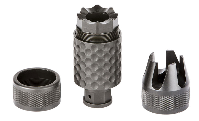 Spikes Tactical SAKB0100 Barking Spider2 Muzzle Brake Black Nitride 4140 Chromoly Steel with 1228 tpi Threads 3.75 OAL  1.40 Diameter for 5.56x45mm NATO - SAKB0100