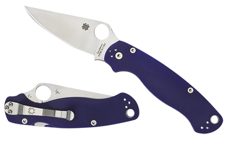 Spyderco C81GPDBL2 Para Military 2  3.42 Folding Plain Satin CPM S110V BladeDark Blue Textured G10 Handle Includes Pocket Clip - C81GPDBL2 Spyderco C81GPDBL2 Para Military 2  3.42 Folding Plain Satin CPM S110V BladeDark Blue Textured G10 Handle Includes Pocket Clip - C81GPDBL2
