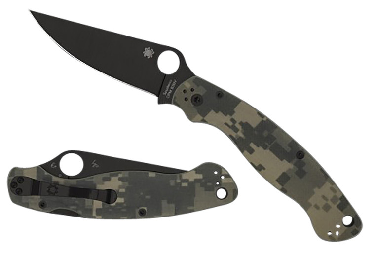Spyderco C36GPCMOBK2 Military 2  4 Folding Plain Black DLC CPM S30V SS Blade Digital Camo G10 Handle Includes Pocket Clip - C36GPCMOBK2