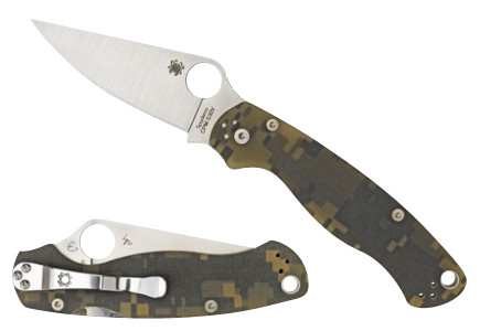 Spyderco C81GPCMOBK2 Para Military 2  3.44 Folding Drop Point Plain Black CPM S30V SS Blade Digital Camo G10 Handle Includes Pocket Clip - C81GPCMOBK2