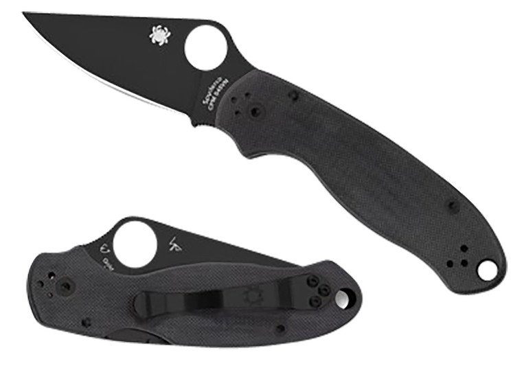 Spyderco C223GPBK Para 3  2.95 Folding Clip Point Plain Black DLC CPM S45VN SS BladeBlack G10 Handle Includes Pocket Clip - C223GPBK