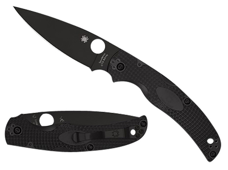 Spyderco C244PBBK Native Chief Lightweight 4.02 Folding Plain Black DLC CTS BD1N SS BladeBlack Textured FRN Handle Includes Pocket Clip - C244PBBK
