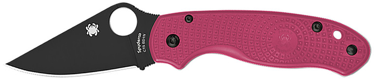 Spyderco C223PNBK Para 3 Lightweight Breast Cancer EDC 2.93 Folding Plain Black DLC BD1N SS Blade Pink Textured FRN Handle - C223PNBK