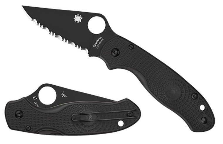 Spyderco C223PBBK Para 3 Lightweight 2.92 Folding Plain Black DLC CTS BD1N SS BladeBlack Textured FRN Handle Includes Pocket Clip - C223PBBK