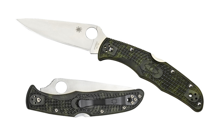 Spyderco C10ZFPGR Endura 4 Lightweight 3.80 Folding Plain Satin VG10 SS BladeZome Green BiDirectional Texturing FRN Handle Includes Pocket Clip - C10ZFPGR