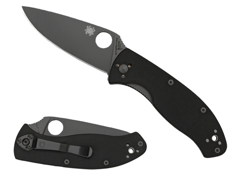 Spyderco C122GBBKPS Tenacious  3.39 Folding Drop Point Part Serrated Black Matte 8Cr13MoV SS Blade Black  Textured G10 Handle Includes Pocket Clip - C122GBBKPS