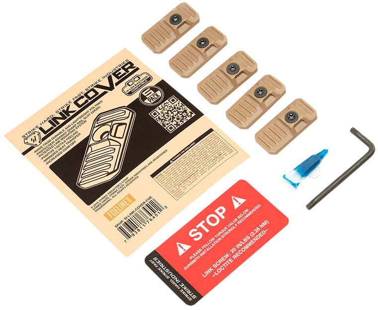 Strike Industries LINKCOVERFDE LINK Cover  Flat Dark Earth Polymer for Mlok  Keymod Rails 5 Pack - LINKCOVERFDE