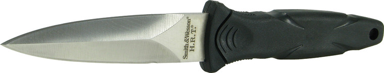 Smith  Wesson Knives SWHRT3 H.R.T.  3.50 Fixed Spear Point Plain Black TPR Handle Includes Sheath 7.5 OAL - SWHRT3