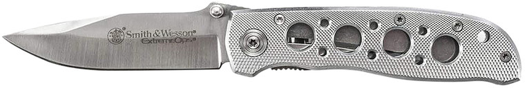 Smith  Wesson Knives CK105HCP Extreme Ops  3.22 Folding Drop Point Plain 7Cr15MoV SS Blade Aluminum Handle Includes Pocket Clip - CK105HCP