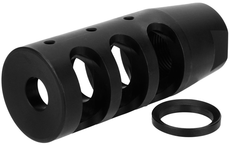 TacFire MZ1002N Compact Compensator Black Nitride Steel with 1228 tpi Threads  2.50 OAL for 5.56x45mm NATO AR15 - MZ1002N