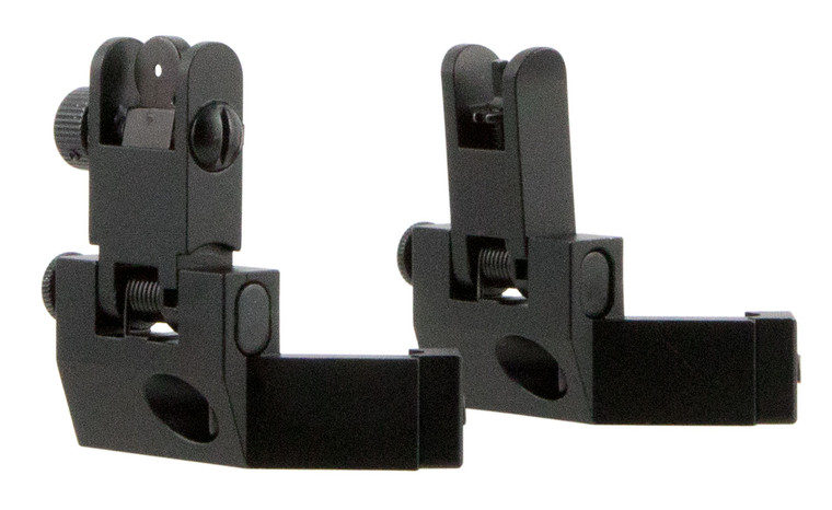 TacFire IS003 45 Degree Flip Up Iron SightSpringloaded  Black Anodized Front and Rear for ARPlatform - IS003