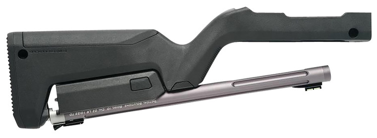 Tactical Solutions TDCGMGBBLK XRing Takedown Barrel and Stock Combo 22 LR 16.50 Gunmetal Gray Fluted  Threaded with Fiber Optic Sight Black Magpul Backpacker Stock Fits Ruger 1022 Takedown - TDCGMGBBLK