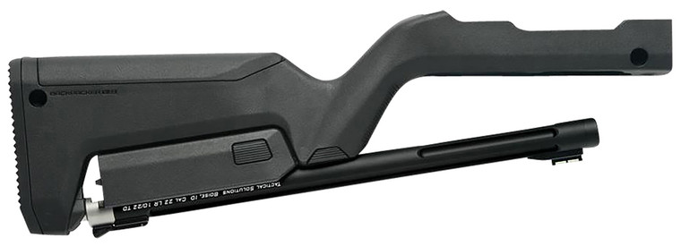 Tactical Solutions TDCMBBBLK XRing Takedown Barrel and Stock Combo 22 LR 16.50 Matte Black Fluted  Threaded with Fiber Optic Sight Black Magpul Backpacker Stock Fits Ruger 1022 Takedown - TDCMBBBLK