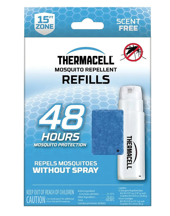 Thermacell R4 Repellent Refill  Effective 15 ft Odorless Scent MatFuel Cartridges Repels Mosquito Effective Up to 48 hrs 4 Fuel Cartridges12 Mats - R4