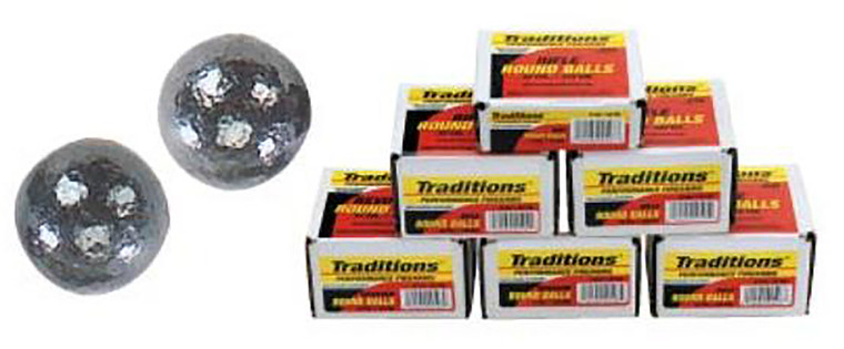 Traditions A1644 Rifle Round Balls  50 Cal Lead Ball .490 Dia 177 GR 100 Per Box - A1644