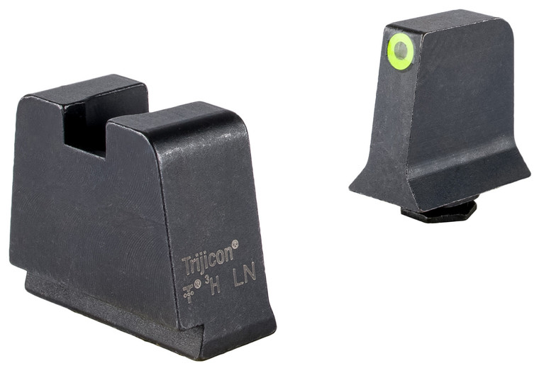Trijicon GL243C601147 SuppressorOptic Height Sights  GreenTritium Yellow Outline Front SightBlackBlank Rear Sight Glock 424343X Slim Frame - GL243C601147