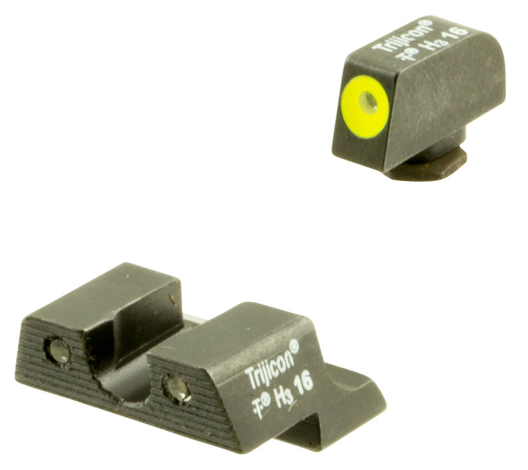 Trijicon 600784 HD Night Sights  GreenTritium Yellow Outline Front SightGreen Tritium Black Outline Rear Sight Glock 4243 Small Frame - 600784