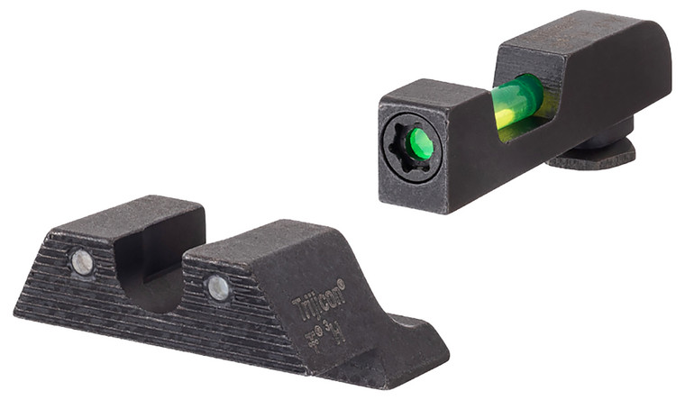 Trijicon 601106 DI Night Sight Set  GreenTritiumFiber Optic Front SightGreen Tritium Black Outline Rear Sight Glock 4243 Small Frame - 601106