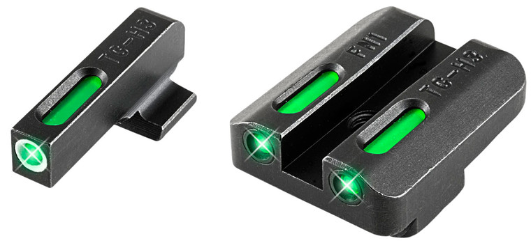 TruGlo TG13FN1A TFX  Black  Green Tritium  Fiber Optic White Outline Front Sight Green Tritium  Fiber Optic Rear Sight - TG13FN1A