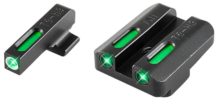 TruGlo TG13FN2A TFX  Black  Green Tritium  Fiber Optic White Outline Front Sight Green Tritium  Fiber Optic Rear Sight - TG13FN2A