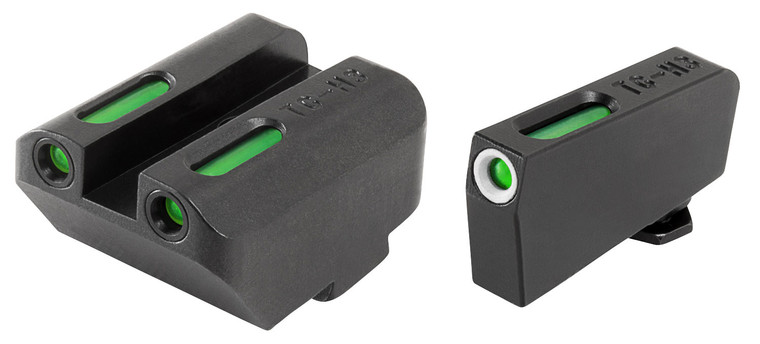 TruGlo TG13GL5A TFX  Black  Green Tritium  Fiber Optic White Outline Front Sight Green Tritium  Fiber Optic Rear Sight - TG13GL5A