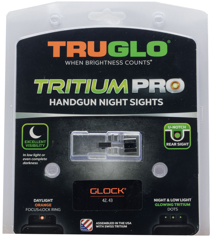 TruGlo TG231G1AC Tritium Pro  Black  Green Tritium Orange Outline Front Sight Green Tritium Rear Sight - TG231G1AC