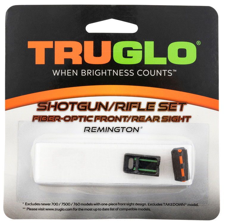 TruGlo TG110W FiberOptic Sights For Remington  Black  Red Fiber Optic Front Sight  Green Fiber Optic Rear Sight - TG110W