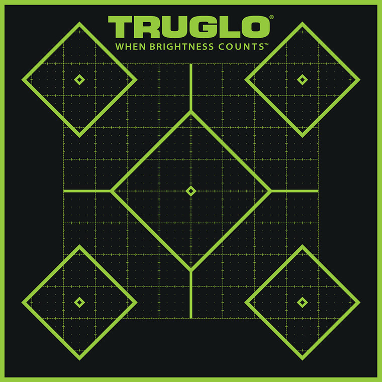 TruGlo TG14A6 TruSee 5 Diamond Target SelfAdhesive Heavy Paper BlackGreen 12x12 6 Pack - TG14A6