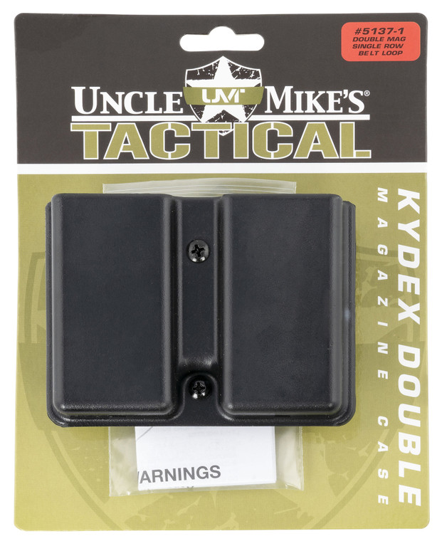 Uncle Mikes 51371 Kydex Double Mag Case Black Kydek Belt Clip Mount Fits Belts Up To 1.75 Compatible With Single Stack Magazines - 51371