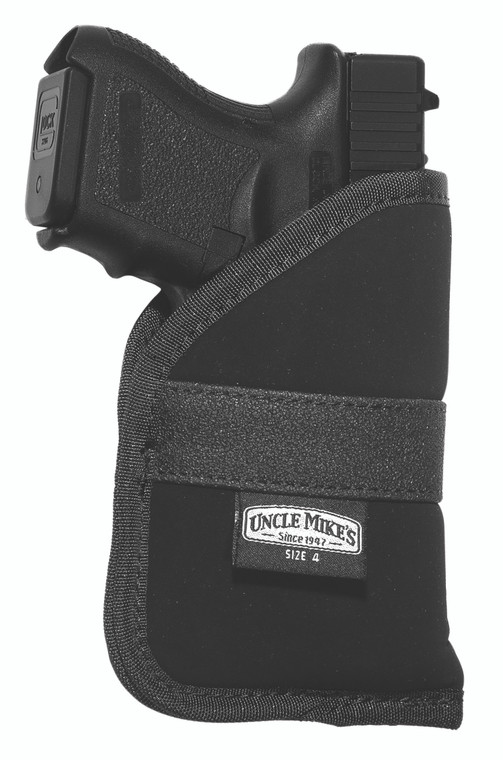 Uncle Mikes 87444 Inside The Pocket Holster Open Top Size 04 Black Nylon Pocket Fits Subcompact 940 Auto Right Hand - 87444