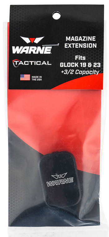 Warne MEG1932BLK Magazine Extension  made of 6061T6 Aluminum with Hardcoat Anodized Black Finish for Glock 19 23 Magazines Adds 3rds 9mm Luger 2rds 40 SW - MEG1932BLK