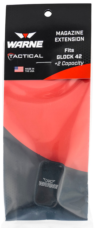 Warne MEG422BLK Magazine Extension  made of 6061T6 Aluminum with Hardcoat Anodized Black Finish for Glock 42 Magazines Adds 2rds - MEG422BLK