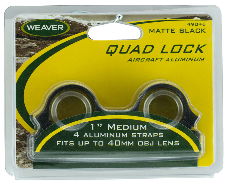 Weaver Mounts 49046 Quad Lock Detachable Rings  Matte Black 1 Medium - 49046