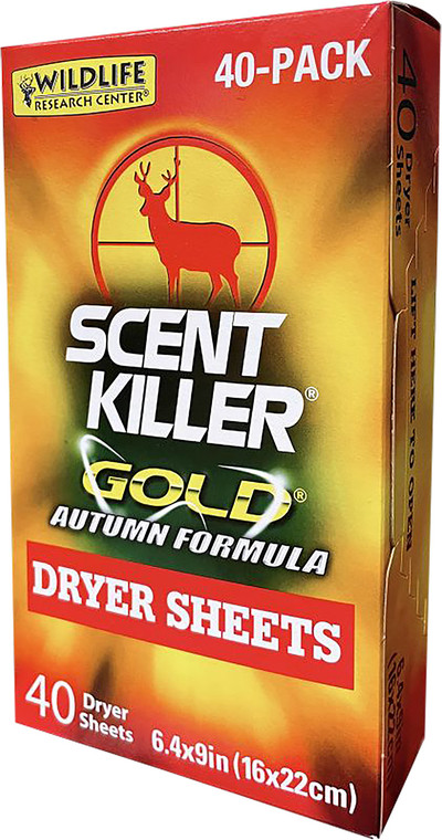 Wildlife Research 1283 Scent Killer Gold Autumn Dryer Sheets Odor Eliminator 40 Pack - 1283