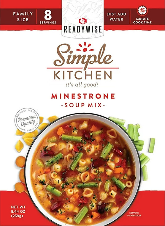 ReadyWise RWSK05065 Simple Kitchen Minestrone Soup 8 Servings Per Pouch 6 Per Case - RWSK05065