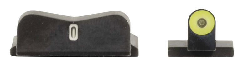 XS Sights SW0030S5Y DXT2 Big Dot Night Sights Smith and Wesson  Black  Green Tritium Yellow Outline Front Sight Green Tritium White Outline Bar Rear Sight - SW0030S5Y