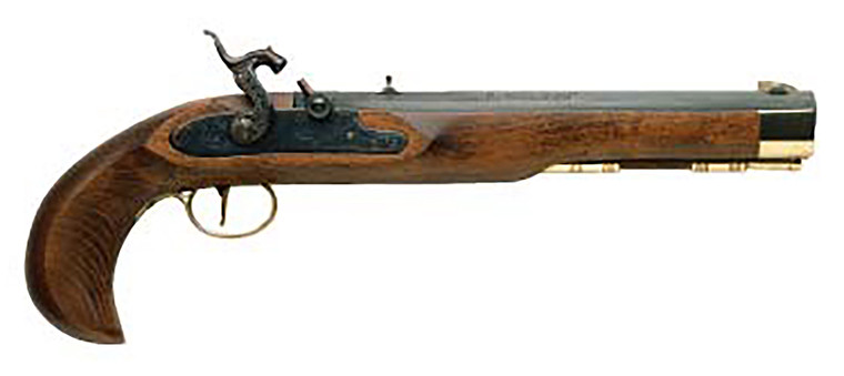 Traditions P1060 Kentucky Pistol Single Shot 50 Cal Percussion 10 Color Case Hardened Frame Blued Barrel Walnut Grip - P1060