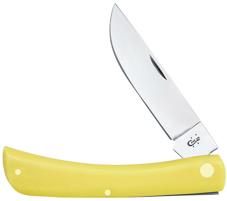 Case 00038 Yellow Synthetic Sod Buster Folding Skinner Plain Tumble Polish Carbon Steel Bladesmooth Yellow Synthetic Handle - 38