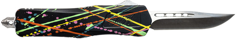 Great Lakes Firearms Glkmdsmtsblk Glfa Medium 3.50 Otf Plain Steel Blade Black Spatter Cerakote Aluminum Handle - GLKMDSMTSBLK