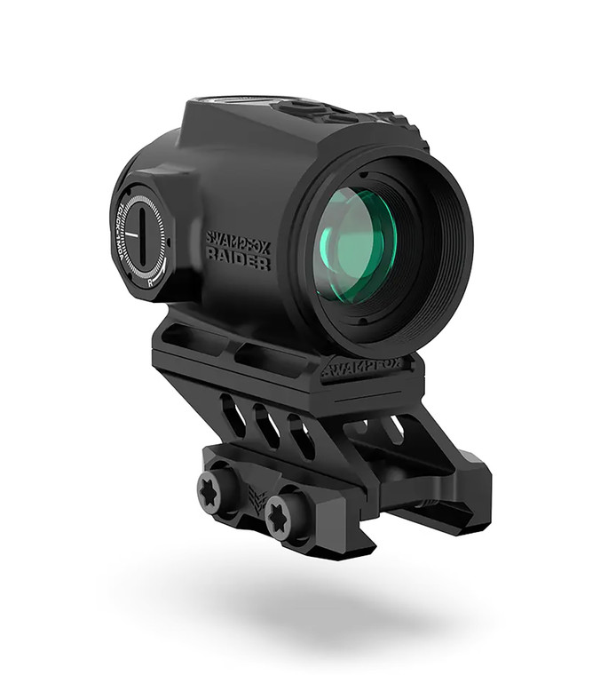 Swampfox Optics Rmps120gb Raider Micro Prism Black 1x 20mm Tube Bullet Rise Compensation Reticle Green Laser - RMPS120GB
