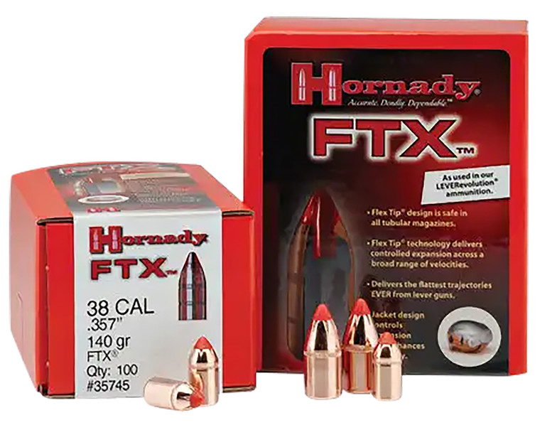 Hornady 45218 Ftx 45 Cal .452 225 Gr Flex Tip Expanding 100 Per Box 15 Case - 45218