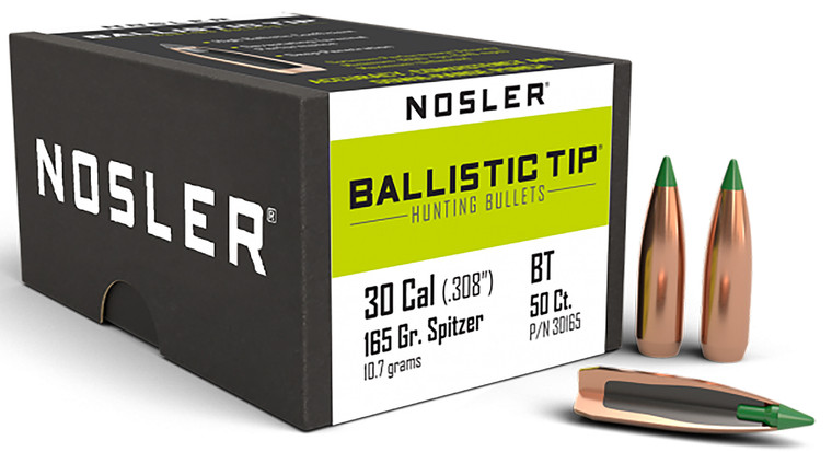Nosler 30165 Ballistic Tip 30cal 165gr Spitzer 50box - 30165