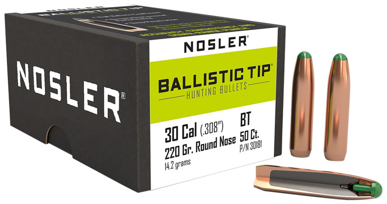 Nosler 30181 Ballistic Tip 30caliber 220gr Round Nose 50box - 30181