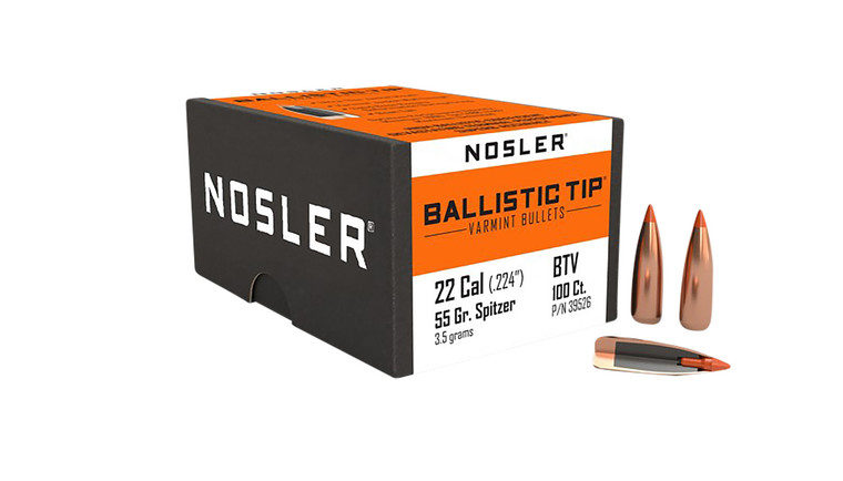 Nosler 39526 Ballistic Tip 22cal 55gr Spitzer Point 100box - 39526